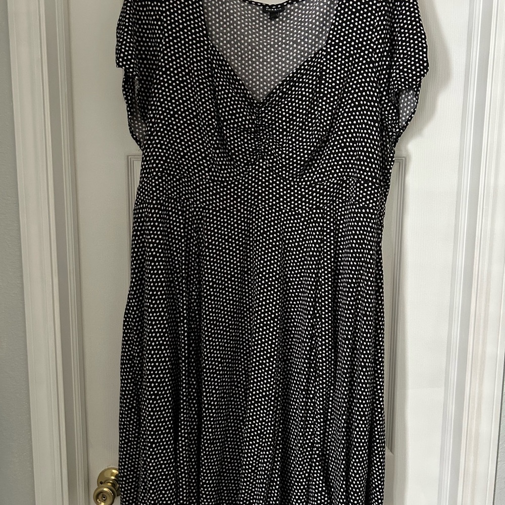 Torrid Black and White Midi Sundress with Flutter Cap Sleeves